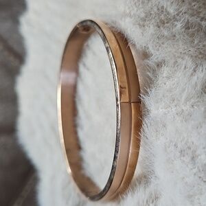 Women's Dual Pattern Rose Gold Stainless Steel Bracelet